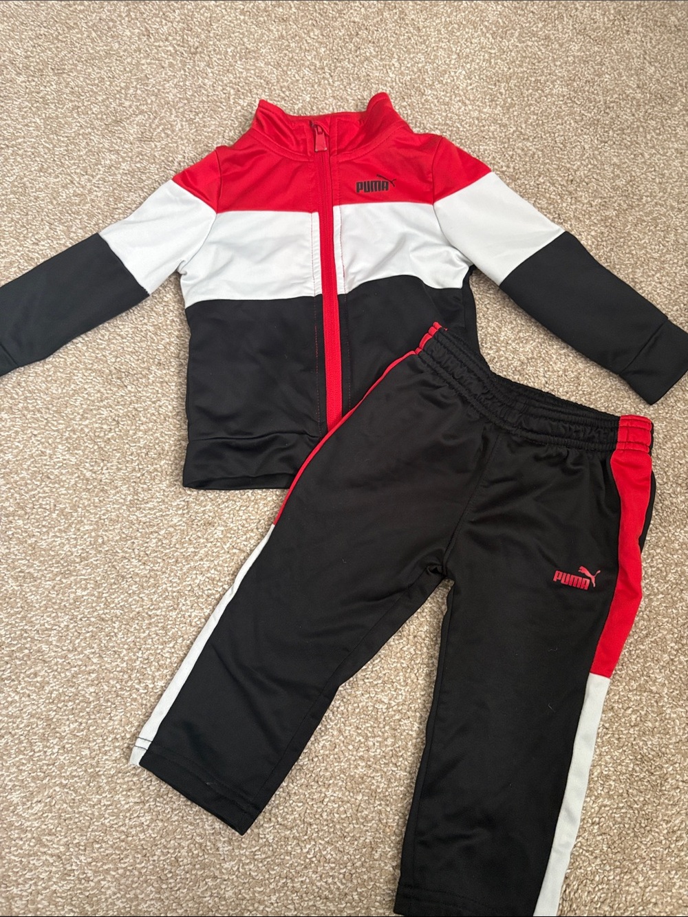 Puma Black, Red & White Kids' Jogger Set